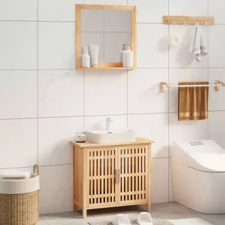 Set Mobili da Bagno 2pz in Legno Massello di Noce