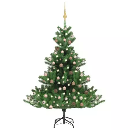 Albero Natale Artificiale Nordmann LED e Palline Verde 240 cm