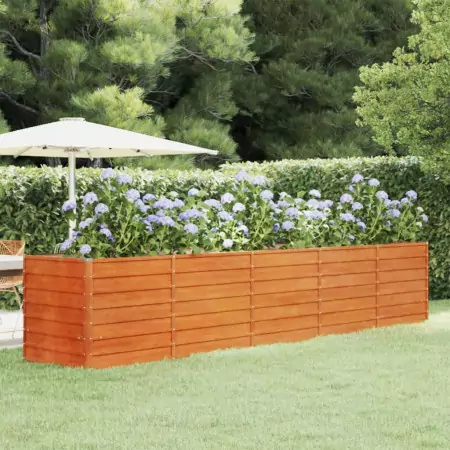 Fioriera da Giardino Grigia 400x80x77 cm Acciaio Corten