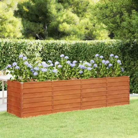 Fioriera da Giardino Grigia 320x80x77 cm Acciaio Corten