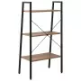 Scaffale Autoportante 3 Ripiani Marrone Scuro Nero 56x35x108 cm