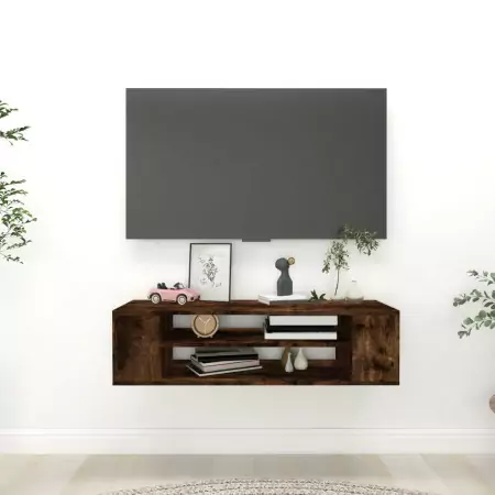 Mobile TV Pensile Rovere Fumo 100x30x26,5 cm Legno Multistrato