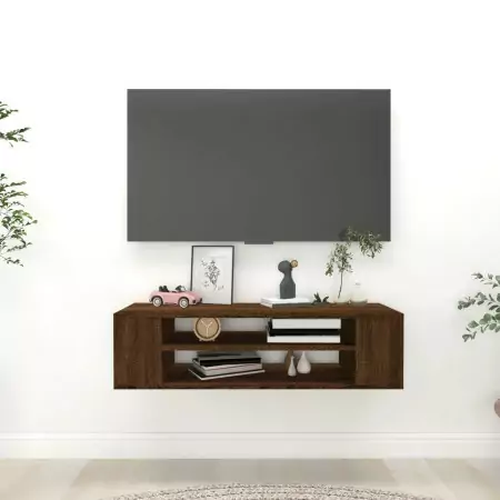 Pensile Porta TV Rovere Marrone 100x30x26,5cm Legno Multistrato