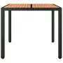 Tavolo da Giardino Piano Legno Nero Polyrattan Massello Acacia