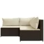 Set Mobili da Giardino 3 pz con Cuscini in Polyrattan Marrone