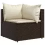 Set Mobili da Giardino 3 pz con Cuscini in Polyrattan Marrone