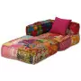 Pouf Modulare a 2 Posti in Tessuto Patchwork