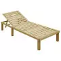 Lettino da Giardino con Cuscino Beige Legno Pino Impregnato