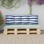 Cuscino Divano Pallet Strisce Bianche e Blu 120x40x12cm Tessuto