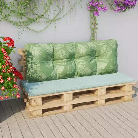 Cuscino Divano Pallet Motivo a Foglie 120x40x12 cm Tessuto