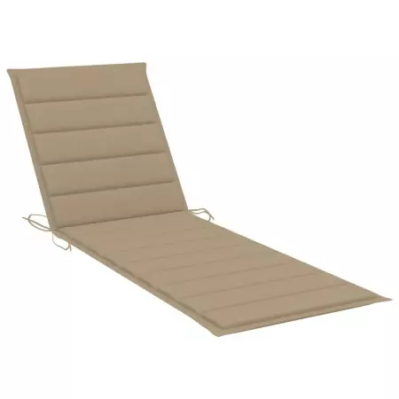 Cuscino per Lettino Prendisole Beige 200x60x3 cm in Tessuto