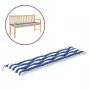 Cuscini per Panca 2pz Strisce Bianche e Blu 180x50x7cm Tessuto