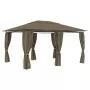 Gazebo da Giardino con Tende 4x3 m Grigio Talpa 180 g/m²