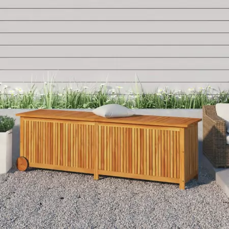 Contenitore da Giardino con Ruote 150x50x58cm Massello Acacia