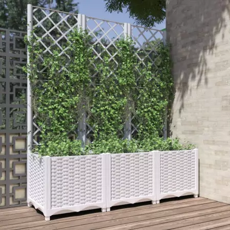 Fioriera da Giardino con Graticcio Bianco 120x40x136 cm PP