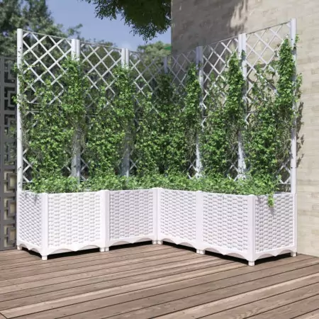 Fioriera da Giardino con Graticcio Bianco 120x120x136 cm PP