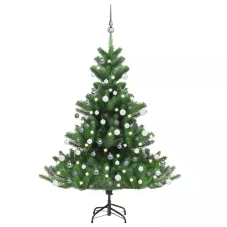 Albero Natale Artificiale Abete Nordmann LED Palline Verde120cm