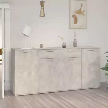 Credenza Grigio Cemento 160x36x75 cm in Truciolato