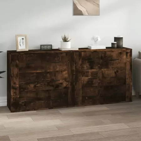 Credenze 2 pz Rovere Fumo in Legno Multistrato