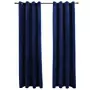 Tende Oscuranti con Anelli 2 pz Blu Scuro in Velluto 140x175 cm