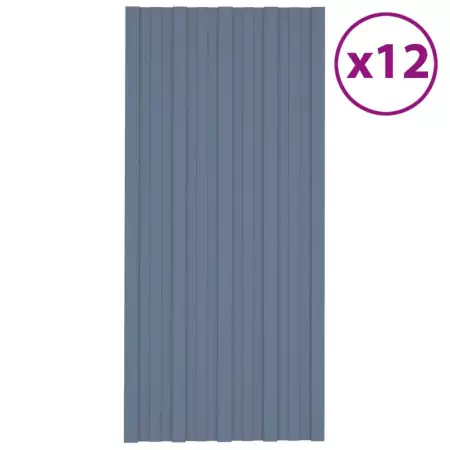 Pannelli da Tetto 12 pz in Acciaio Zincato Grigio 100x45 cm