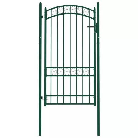 Cancello per Recinzione ad Arco in Acciaio 100x175 cm Verde