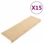 Tappeti Adesivi Scale Aspetto Sisal 15 pz 65x25 cm Beige Chiaro