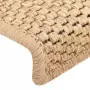 Tappeti Adesivi Scale Aspetto Sisal 15 pz 65x25 cm Beige Chiaro