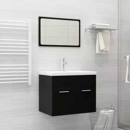 Set Mobili da Bagno Nero in Truciolato