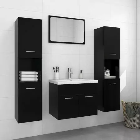 Set Mobili da Bagno Nero in Truciolato