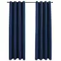 Tende Oscuranti con Anelli in Metallo 2 pz Blu 140x175 cm