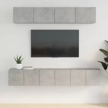 Set di Mobili Porta TV 5 pz Grigio Cemento in Legno Multistrato