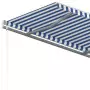 Tenda da Sole Retrattile Automatica e Pali 4,5x3,5 m Blu Bianca