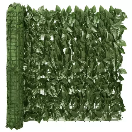 Paravento da Balcone con Foglie Verde Scuro 300x75 cm