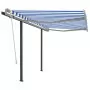 Tenda da Sole Retrattile Automatica Pali 3,5x2,5m Blu e Bianca