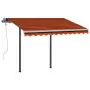 Tenda Retrattile Automatica con Pali 3,5x2,5m Arancio e Marrone