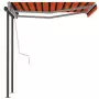 Tenda Retrattile Automatica con Pali 3,5x2,5m Arancio e Marrone