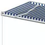 Tenda da Sole Retrattile Automatica Palo 400x300 cm Blu Bianca