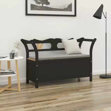 Panca Nera 107x45x75,5 cm Legno Massello di Abete