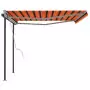 Tenda da Sole Retrattile Manuale Pali 4,5x3,5 m Arancio Marrone