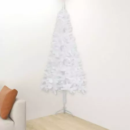 Albero di Natale Artificiale ad Angolo Bianco 150 cm PVC