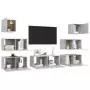 Set Porta TV 7 pz Grigio Cemento in Truciolato