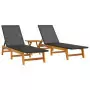 Set Mobili da Giardino 3 pz Polyrattan e Legno Massello Acacia