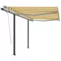 Tenda da Sole Retrattile Automatica Pali 3x2,5cm Gialla Bianca