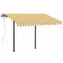 Tenda da Sole Retrattile Automatica Pali 3x2,5cm Gialla Bianca