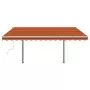 Tenda Retrattile Automatica con Pali 4,5x3,5 m Arancio Marrone