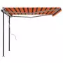 Tenda Retrattile Automatica con Pali 4,5x3,5 m Arancio Marrone