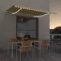 Tenda da Sole Retrattile Manuale LED 450x350 cm Giallo Bianco