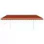 Tenda da Sole Retrattile Manuale con LED 5x3 m Arancio Marrone