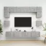 Set Porta TV 8 pz Grigio Cemento in Truciolato